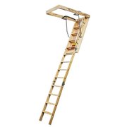 American Stairways Husky 655 Series Disappearing Stairway, 8 ft 9 in H Ceiling, 11Step, 300 lb, 1 ft W Step 6225489